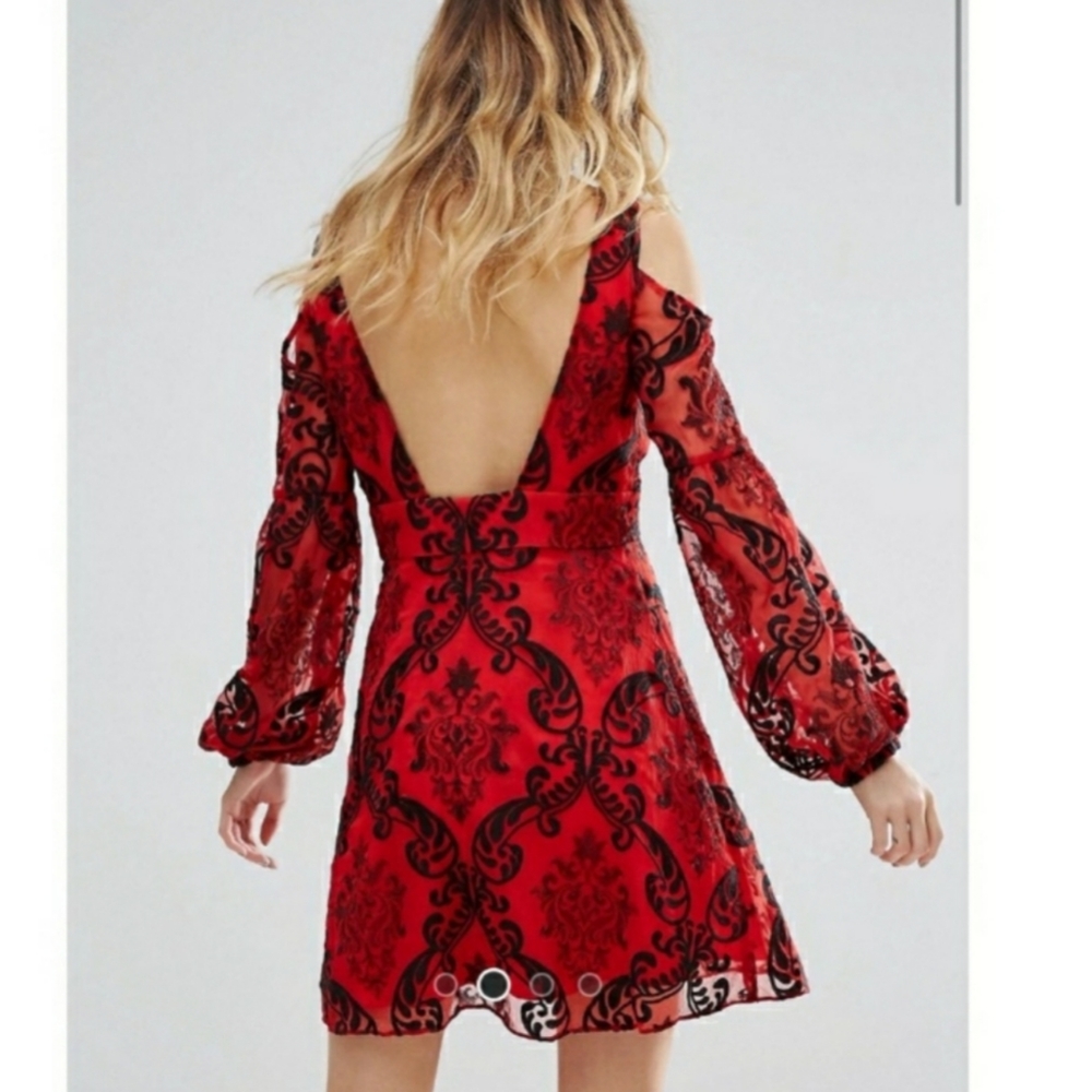 FREE PEOPLE Want to Want Me Red/Black Embroidery Mini Dress - Picture 4 of 11